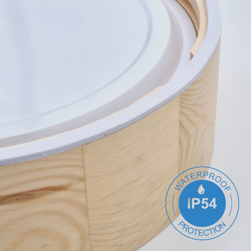Stropna svjetiljka za kupaonicu NATURAL 3xE27/15W/230V IP54 bor ø 37 cm - FSC certificirano