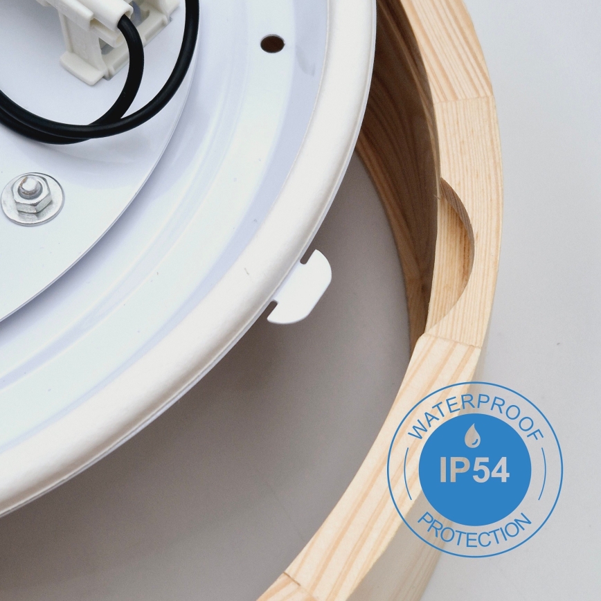 Stropna svjetiljka za kupaonicu NATURAL 3xE27/15W/230V IP54 bor ø 37 cm - FSC certificirano