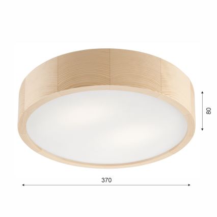Stropna svjetiljka za kupaonicu NATURAL 3xE27/15W/230V IP54 bor ø 37 cm - FSC certificirano