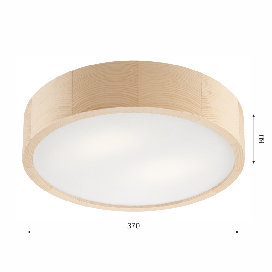 Stropna svjetiljka za kupaonicu NATURAL 3xE27/15W/230V IP54 bor ø 37 cm - FSC certificirano