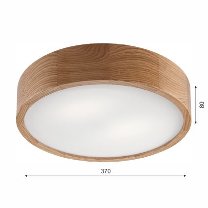 Stropna svjetiljka za kupaonicu OAK 3xE27/15W/230V hrast ø 37 cm IP54 - FSC certificirano