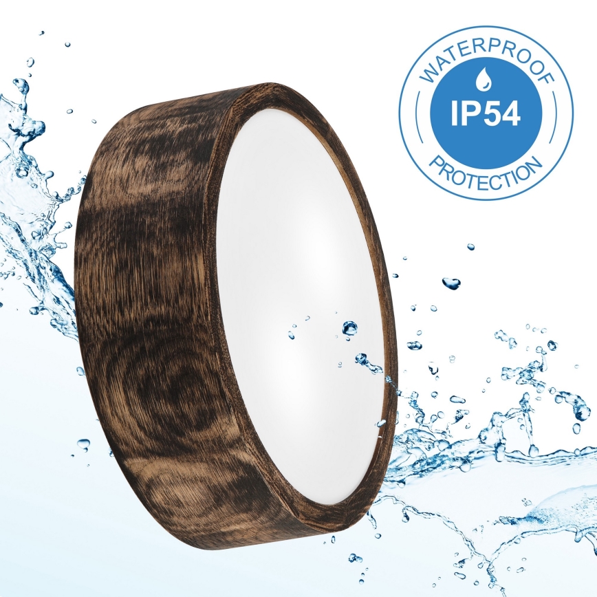 Stropna svjetiljka za kupaonicu OAK SMOKY 2xE27/15W/230V IP54 ø 27,5 cm hrast/smeđa