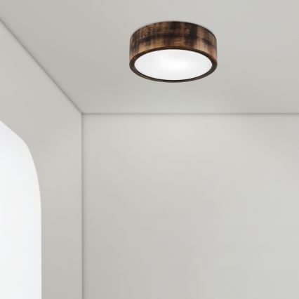 Stropna svjetiljka za kupaonicu OAK SMOKY 2xE27/15W/230V IP54 ø 27,5 cm hrast/smeđa