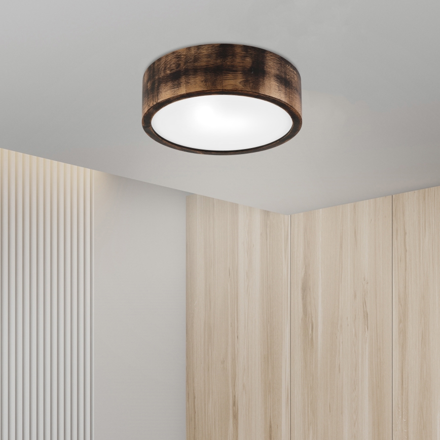 Stropna svjetiljka za kupaonicu OAK SMOKY 2xE27/15W/230V IP54 ø 27,5 cm hrast/smeđa