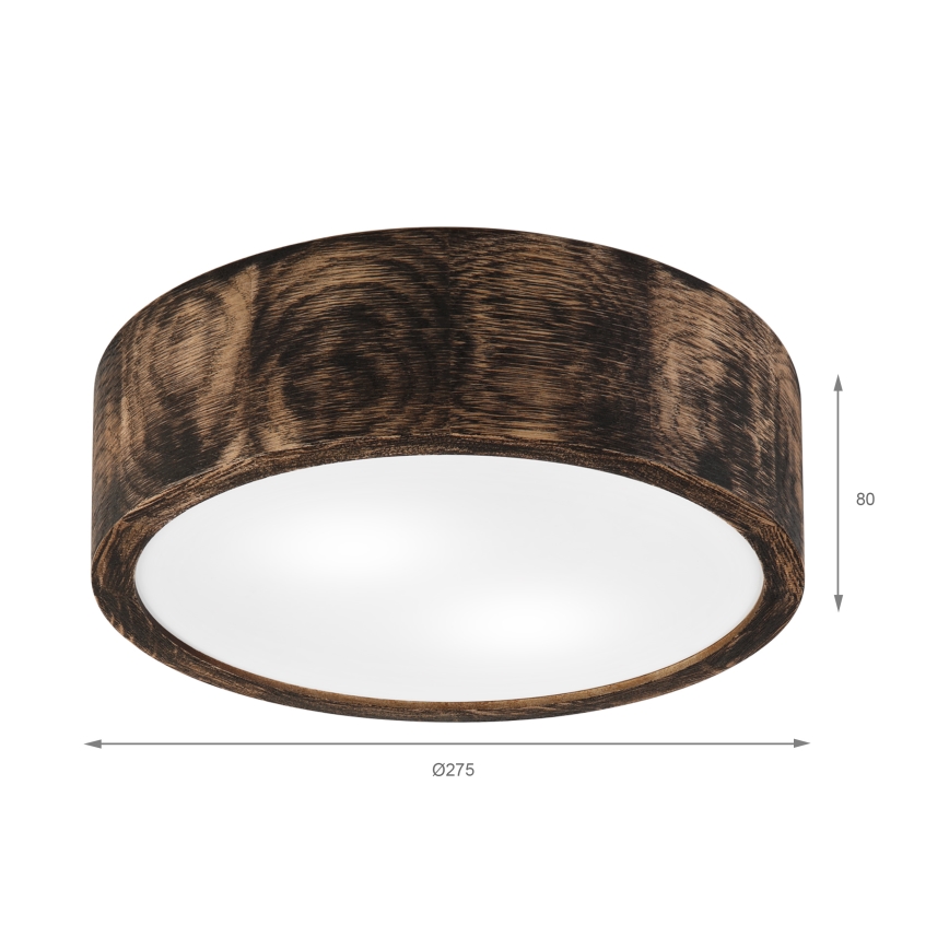 Stropna svjetiljka za kupaonicu OAK SMOKY 2xE27/15W/230V IP54 ø 27,5 cm hrast/smeđa
