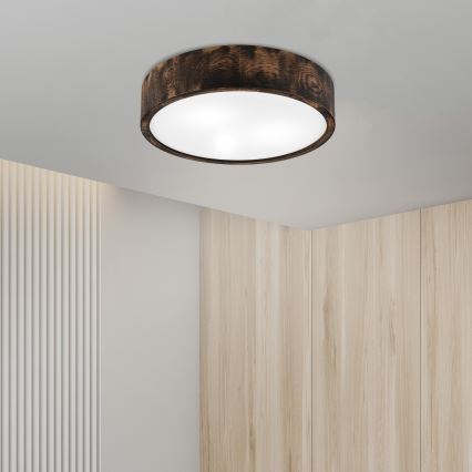 Stropna svjetiljka za kupaonicu OAK SMOKY 3xE27/15W/230V IP54 Ø 37,5 cm hrast/smeđa