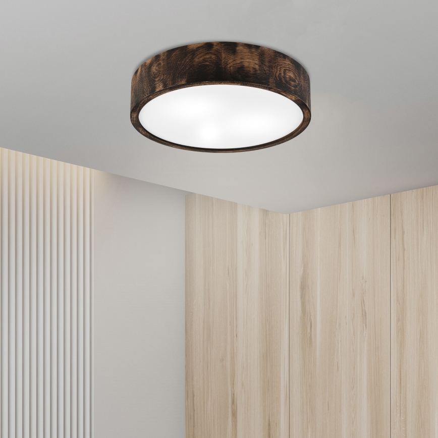 Stropna svjetiljka za kupaonicu OAK SMOKY 3xE27/15W/230V IP54 ø 37,5 cm hrast/smeđa