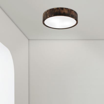 Stropna svjetiljka za kupaonicu OAK SMOKY 3xE27/15W/230V IP54 ø 37,5 cm hrast/smeđa