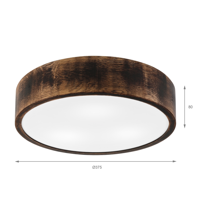 Stropna svjetiljka za kupaonicu OAK SMOKY 3xE27/15W/230V IP54 ø 37,5 cm hrast/smeđa