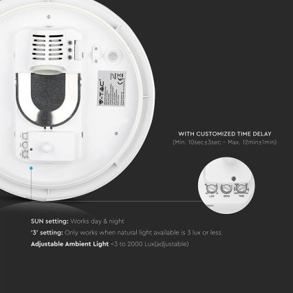 Stropna svjetiljka za kupaonicu sa senzorom 1xE27/60W/230V IP44 ø 29,6 cm