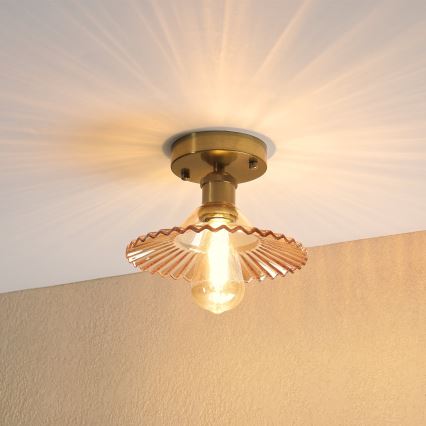 Stropna svjetiljka za površinsku montažu TRISH 1xE27/15W/230V zlatna/zadimljeno-bež