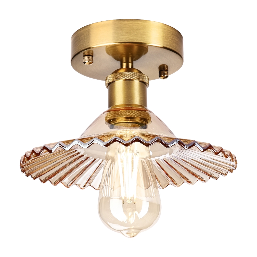 Stropna svjetiljka za površinsku montažu TRISH 1xE27/15W/230V zlatna/zadimljeno-bež