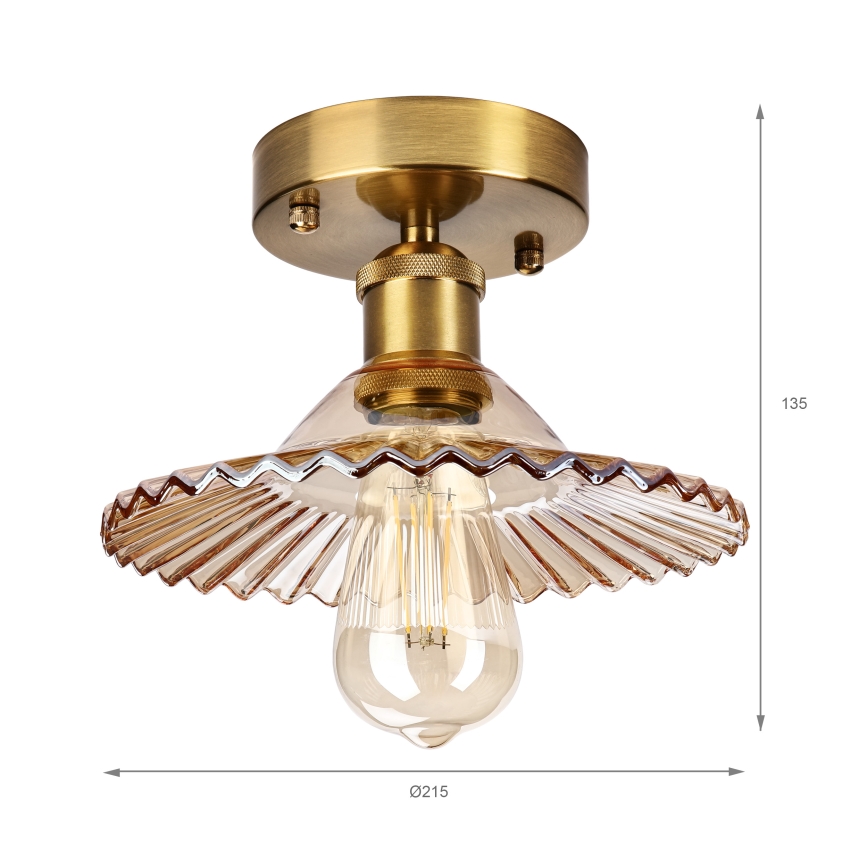 Stropna svjetiljka za površinsku montažu TRISH 1xE27/15W/230V zlatna/zadimljeno-bež