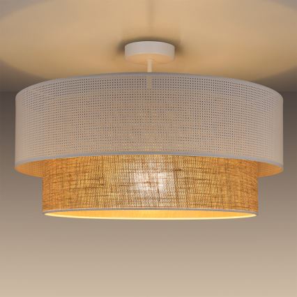 Stropni luster BORHO 1xE27/60W/230V Ø 40 cm bijela/juta