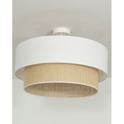 Stropni luster BORHO 1xE27/60W/230V Ø 40 cm bijela/juta