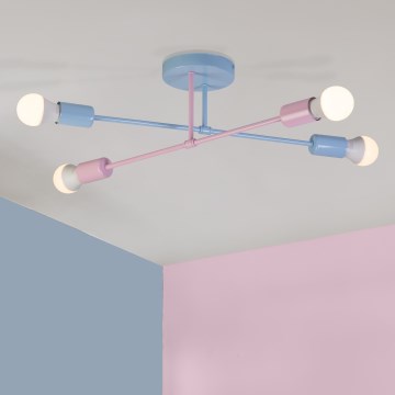 Stropni luster CAMBRIDGE 4xE27/15W/230V plava/ružičasta