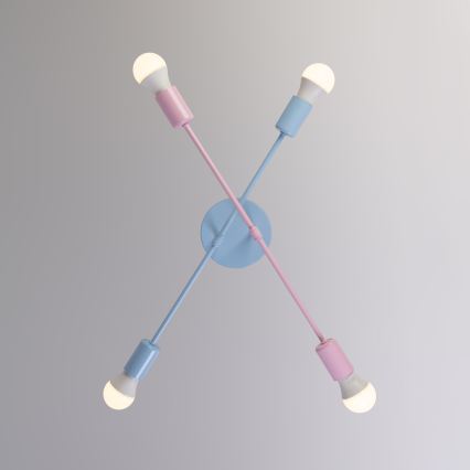 Stropni luster CAMBRIDGE 4xE27/15W/230V plava/ružičasta
