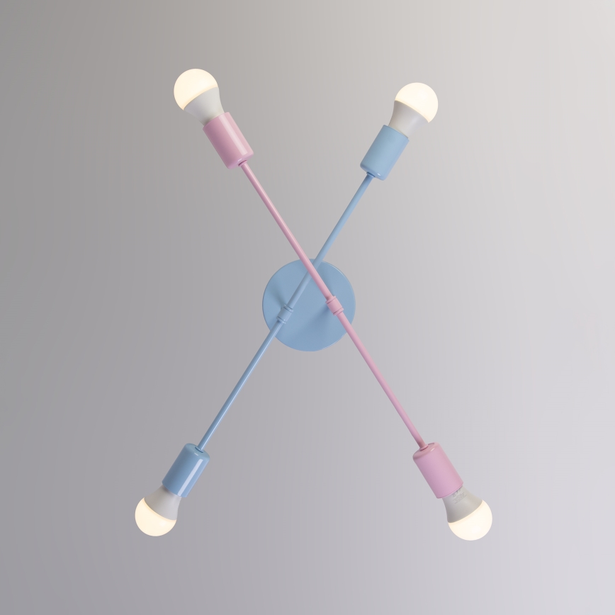 Stropni luster CAMBRIDGE 4xE27/15W/230V plava/ružičasta