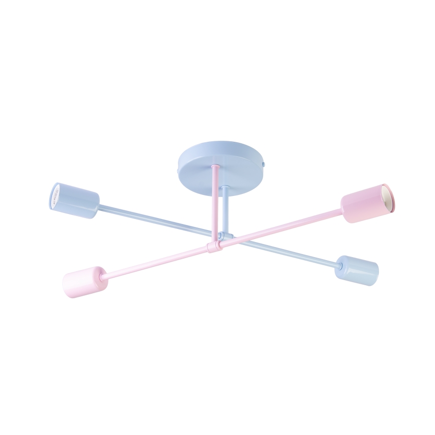 Stropni luster CAMBRIDGE 4xE27/15W/230V plava/ružičasta