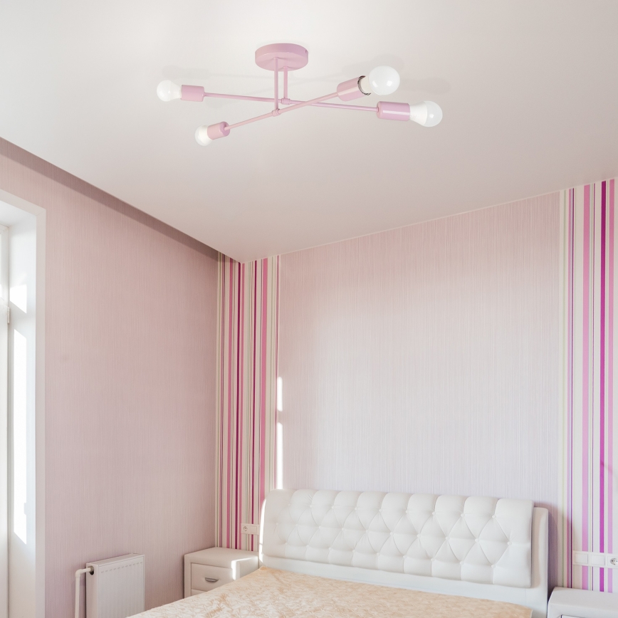 Stropni luster CAMBRIDGE 4xE27/15W/230V ružičasta