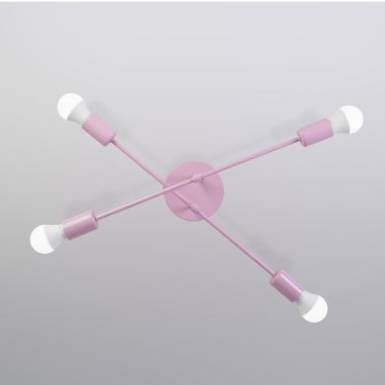 Stropni luster CAMBRIDGE 4xE27/15W/230V ružičasta