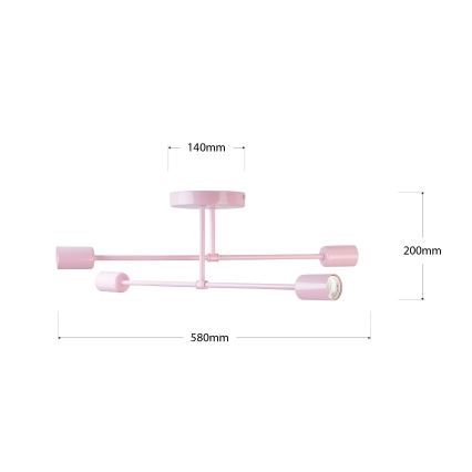 Stropni luster CAMBRIDGE 4xE27/15W/230V ružičasta