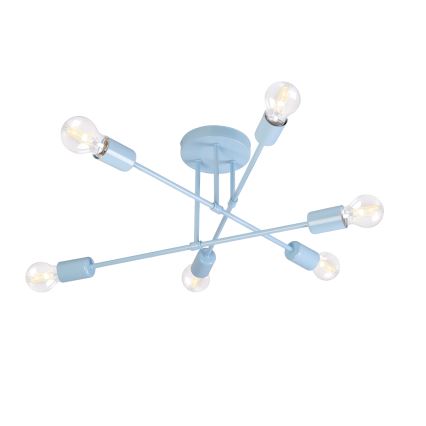 Stropni luster CAMBRIDGE 6xE27/15W/230V, plavi