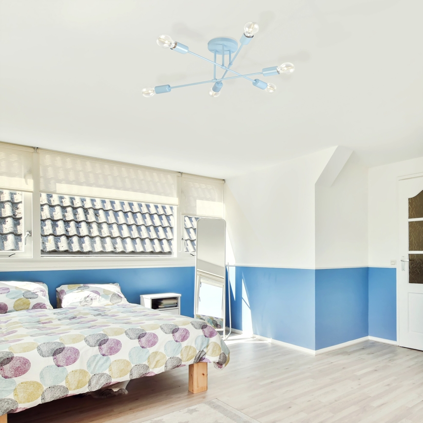 Stropni luster CAMBRIDGE 6xE27/15W/230V, plavi
