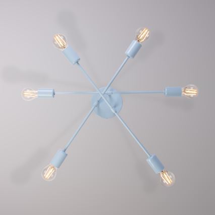 Stropni luster CAMBRIDGE 6xE27/15W/230V, plavi