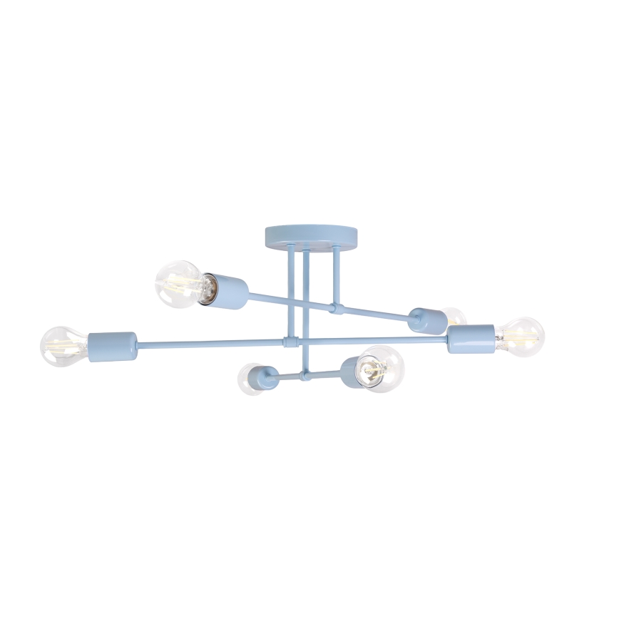 Stropni luster CAMBRIDGE 6xE27/15W/230V, plavi