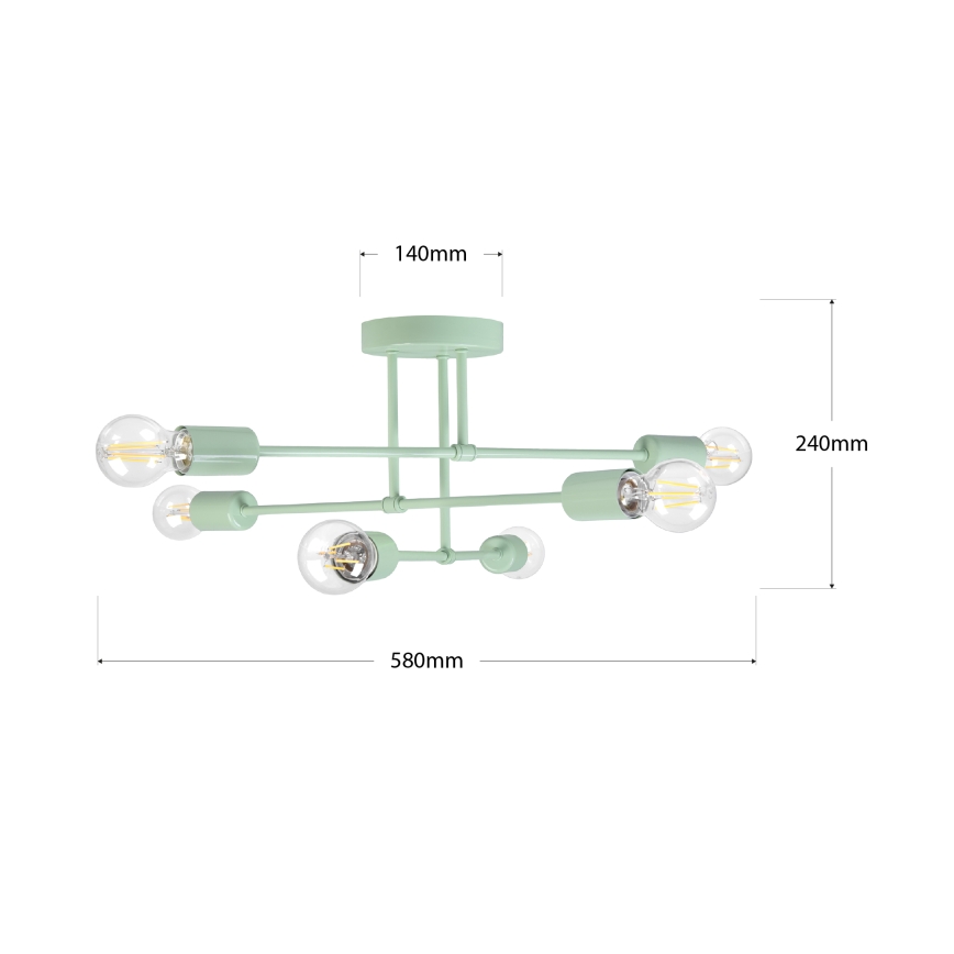 Stropni luster CAMBRIDGE 6xE27/15W/230V zeleni