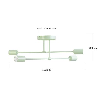 Stropni luster CAMBRIDGE za površinsku montažu 4x E27/15W/230V, zelena