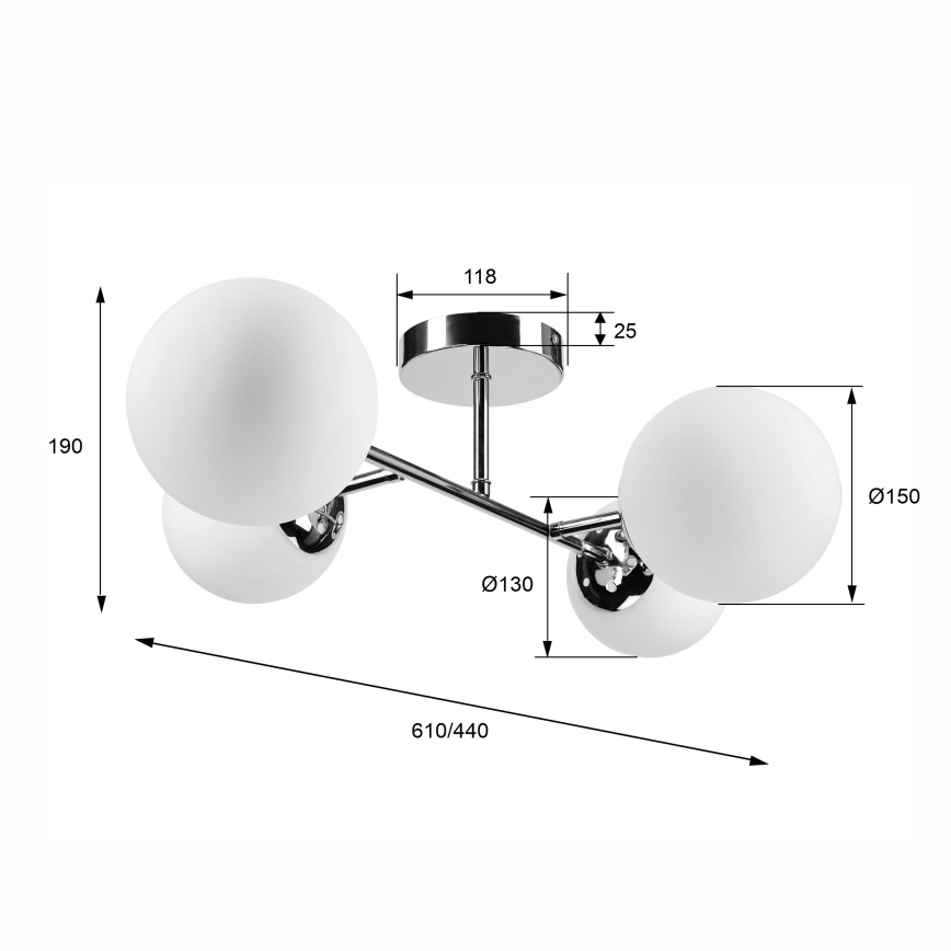 Stropni luster MADDIE 4xE14/5W/230V sjajni krom