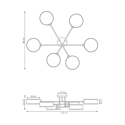 Stropni luster MAGA 6xE14/10W/230V bež