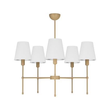 Stropni luster na šipci MADELA 5xE14/40W/230V bijela/bež