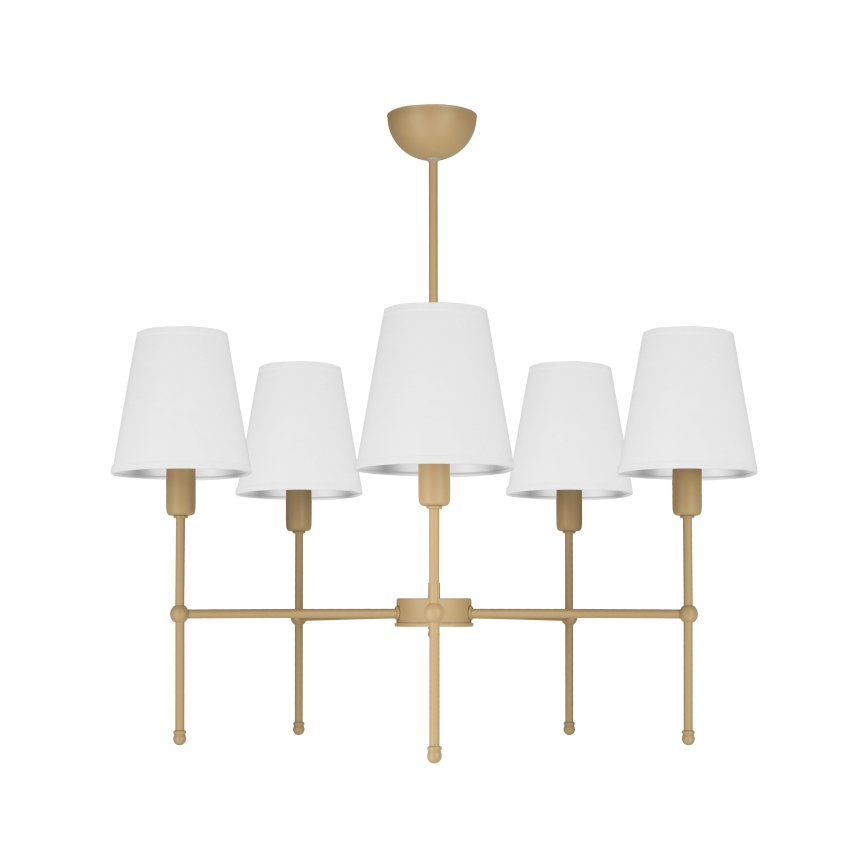 Stropni luster na šipci MADELA 5xE14/40W/230V bijela/bež