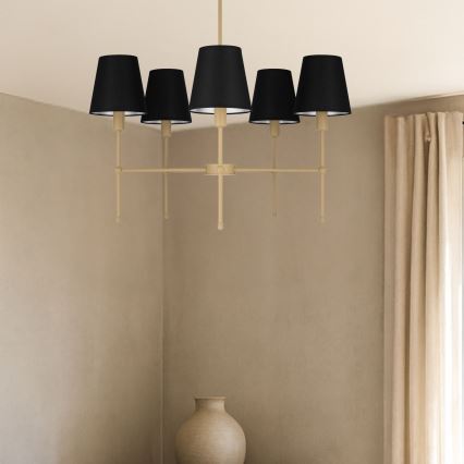 Stropni luster na štapu MADELA 5xE14/40W/230V crna/bež