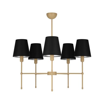 Stropni luster na štapu MADELA 5xE14/40W/230V crna/bež