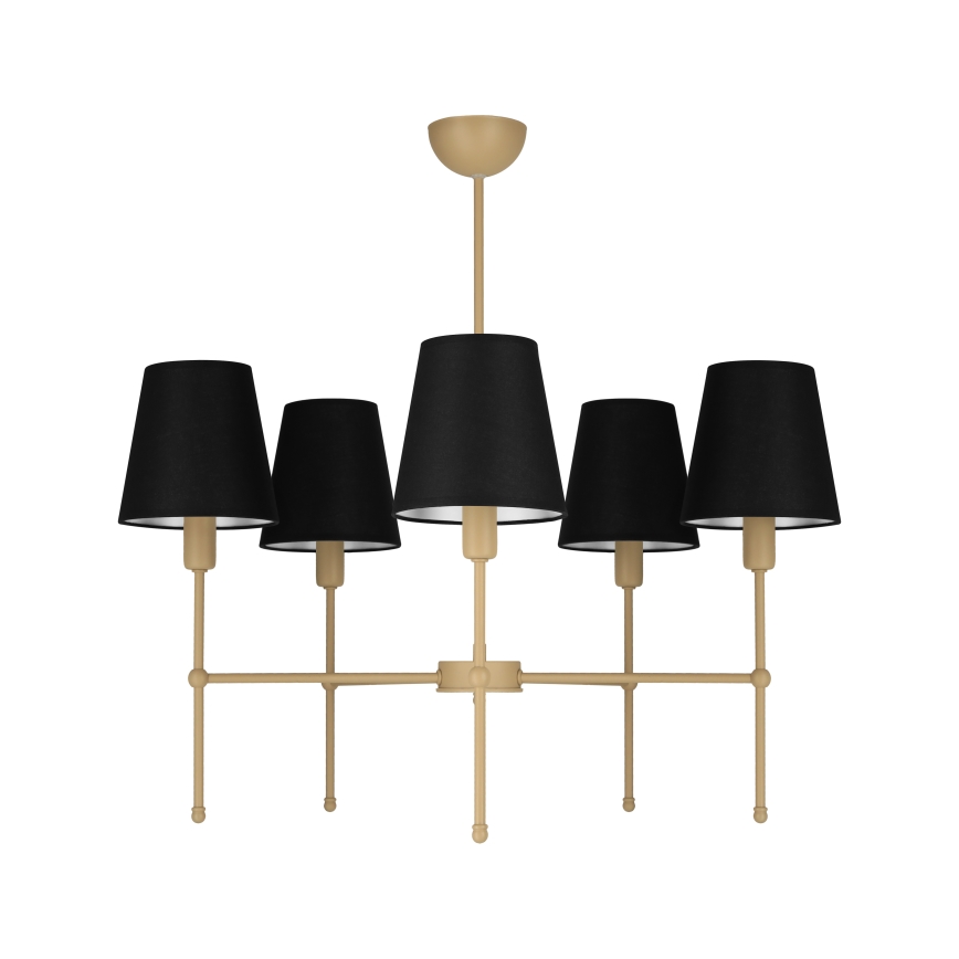 Stropni luster na štapu MADELA 5xE14/40W/230V crna/bež