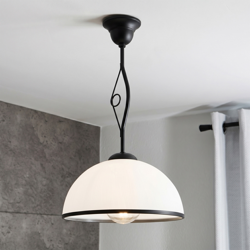 Stropni luster na štapu RETRO 1xE27/60W/230V crna/bijela