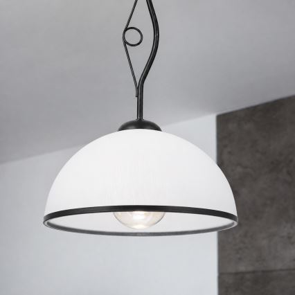 Stropni luster na štapu RETRO 1xE27/60W/230V crna/bijela