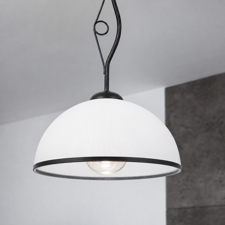 Stropni luster na štapu RETRO 1xE27/60W/230V crna/bijela
