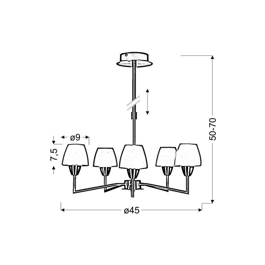Stropni luster na štapu TOGO 5xG9/40W/230V matni krom/bijela