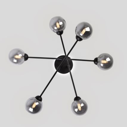 Stropni luster OBSIDIAN 6xG9/10W/230V crna/zadimljena siva