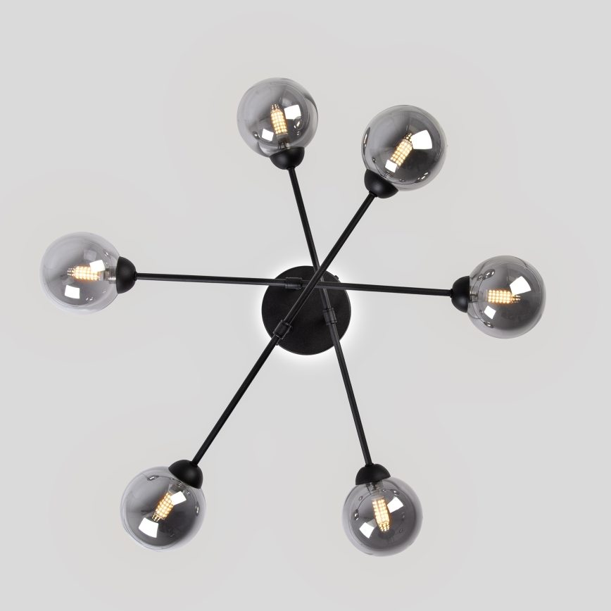 Stropni luster OBSIDIAN 6xG9/10W/230V crna/zadimljena siva