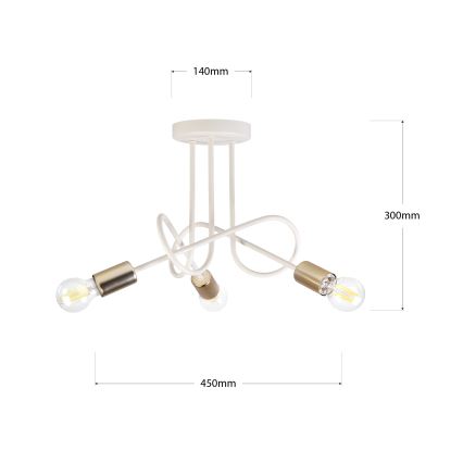 Stropni luster OXFORD 3xE27/15W/230V mesing/bijela