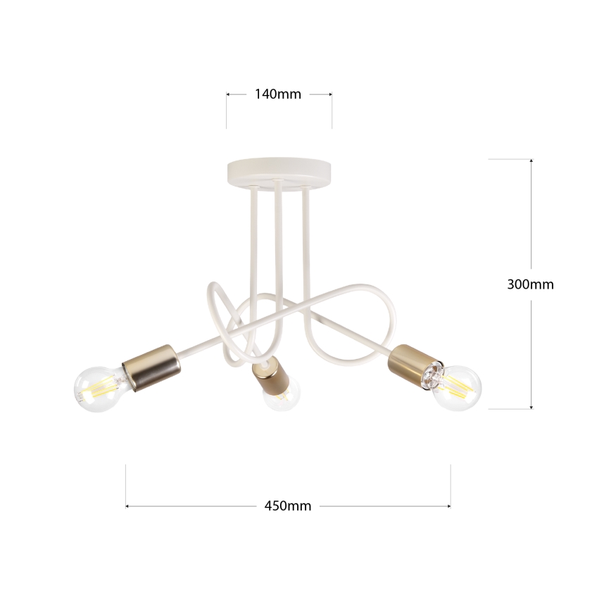 Stropni luster OXFORD 3xE27/15W/230V mesing/bijela
