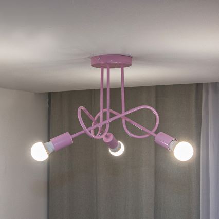 Stropni luster OXFORD 3xE27/15W/230V ružičasta
