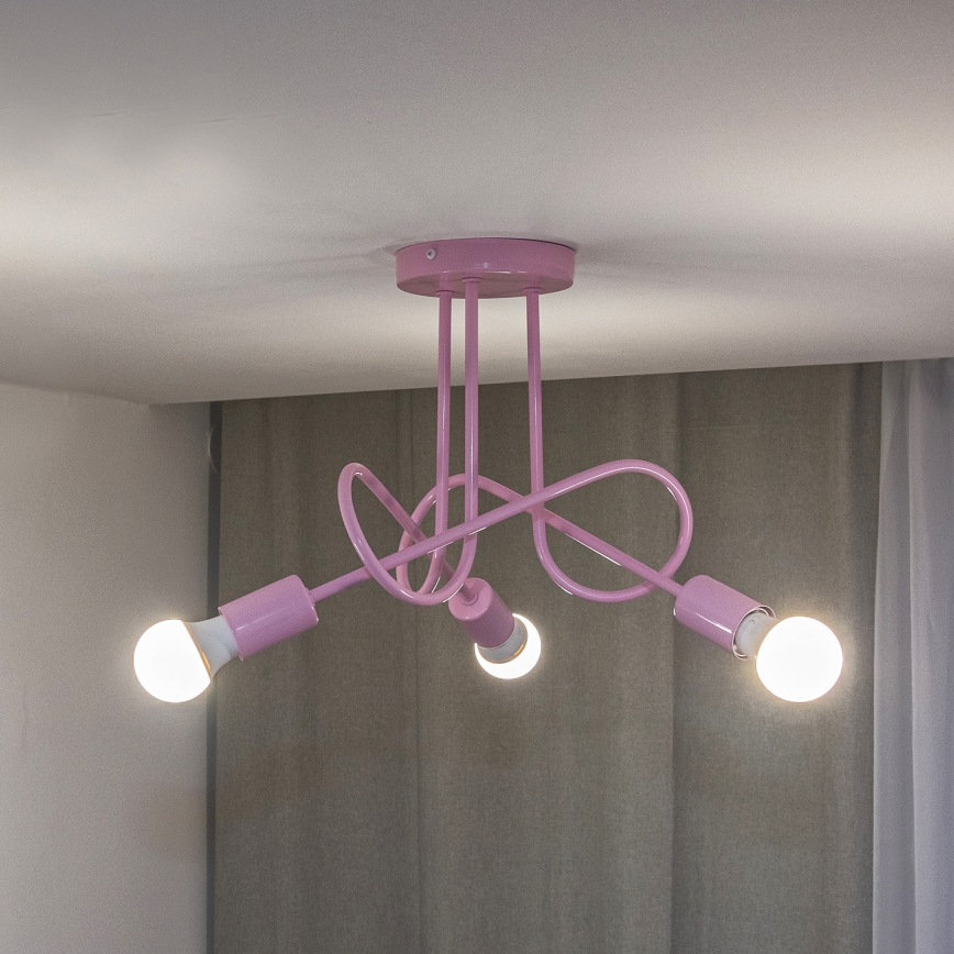 Stropni luster OXFORD 3xE27/15W/230V ružičasta