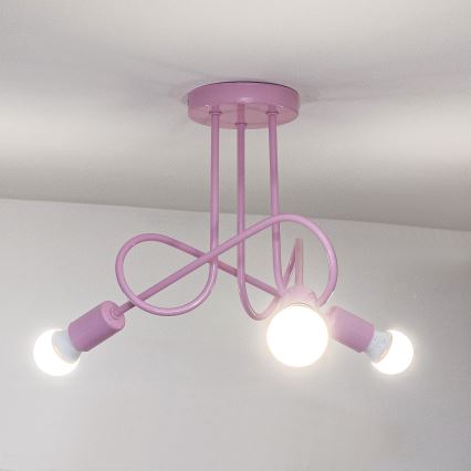 Stropni luster OXFORD 3xE27/15W/230V ružičasta